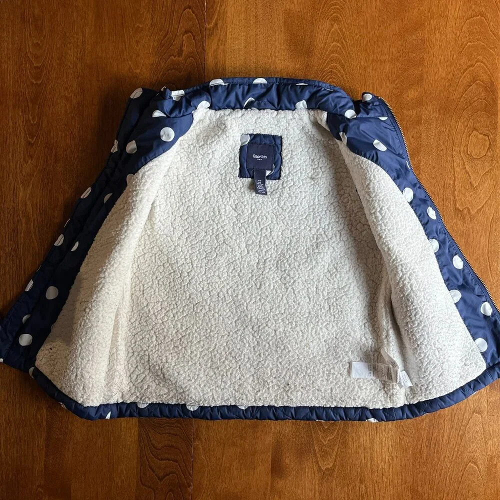 Gap sherpa-lined polka dot vest S 6-7